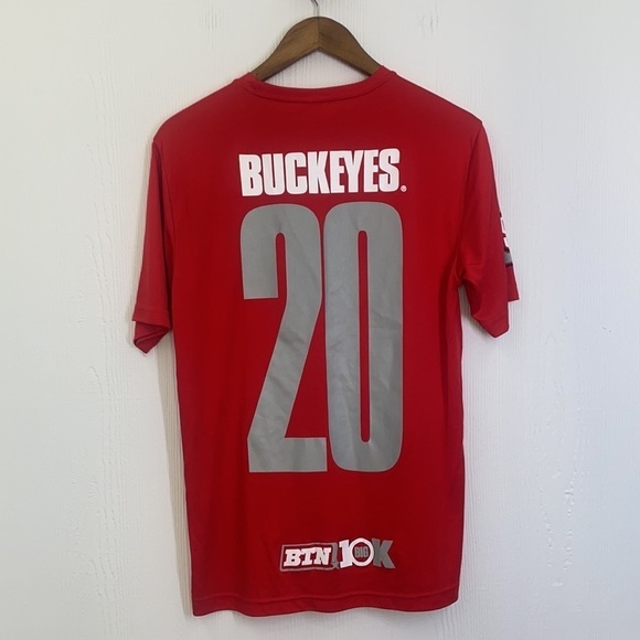 Sport Tek - Big 10 Ohio State Football Red and White Tee Shirt Size Small - Picture 11 of 12